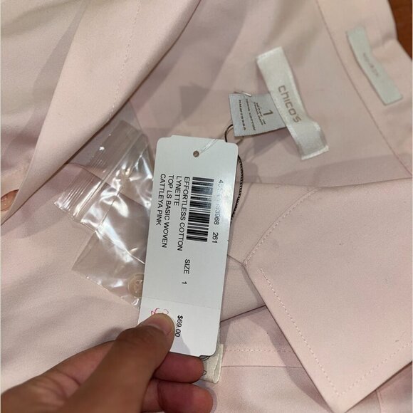 NWT Chico's No-Iron Linen Roll-Tab Sleeve Shirt Women’s Size 1x - Picture 6 of 10